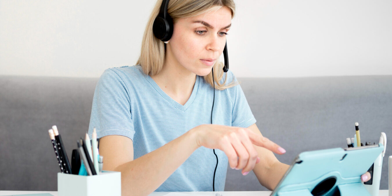 Employee accessing telehealth services through workplace benefits