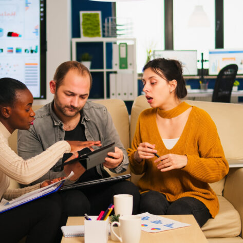 Small business team discussing employee benefits strategy