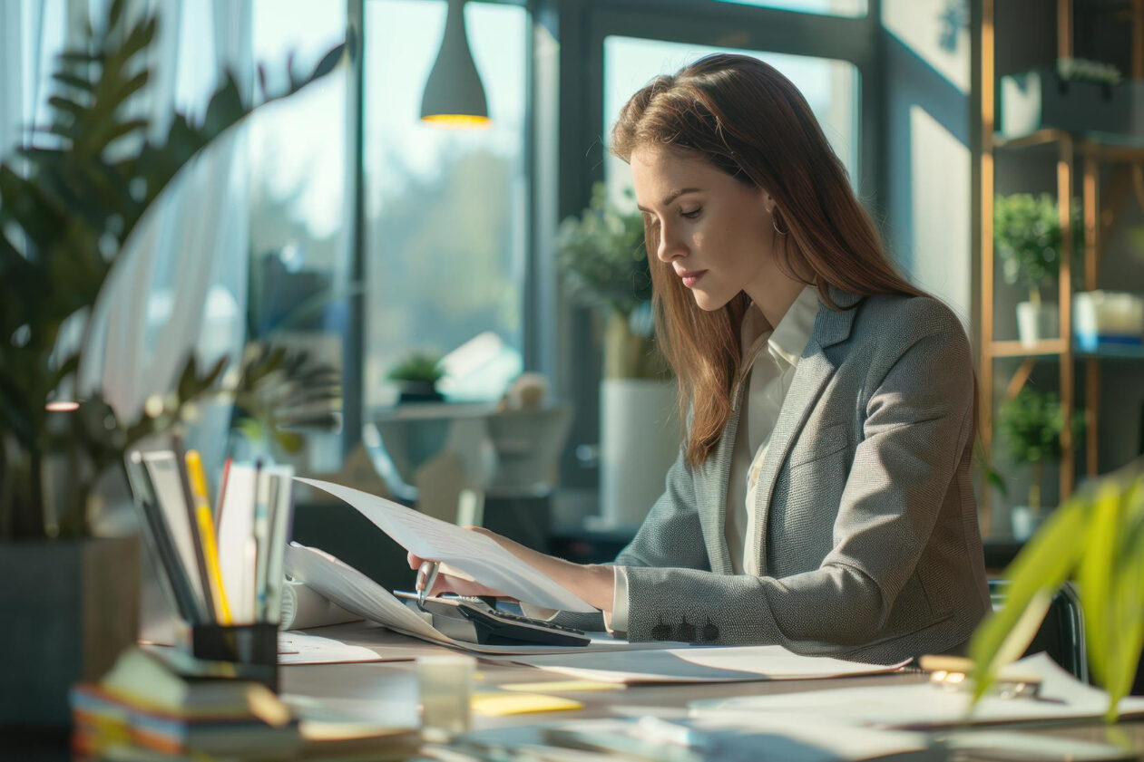 HR professional conducting an annual benefits audit at office desk