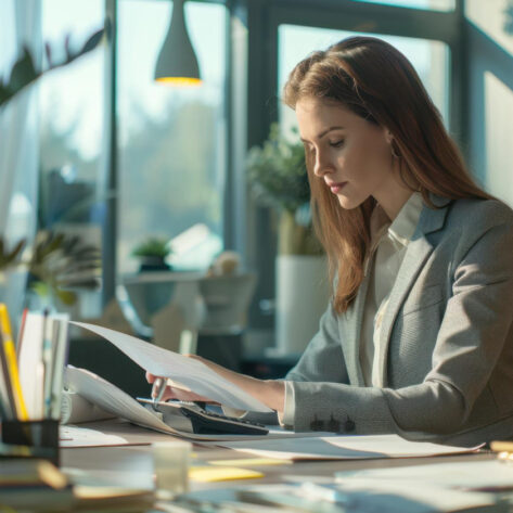 HR professional conducting an annual benefits audit at office desk