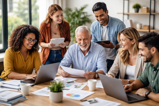 Diverse team representing inclusive employee benefits and company culture